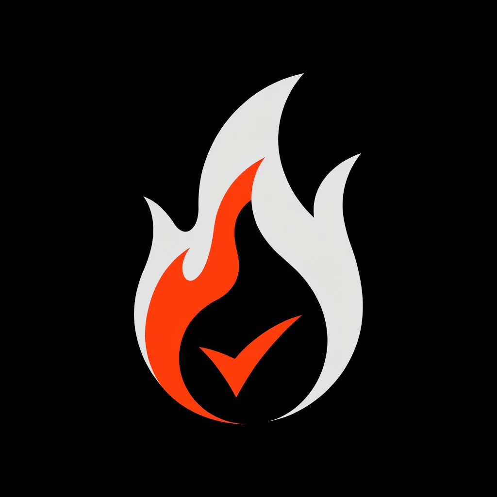 Flame with a checkmark, habit streak app icon