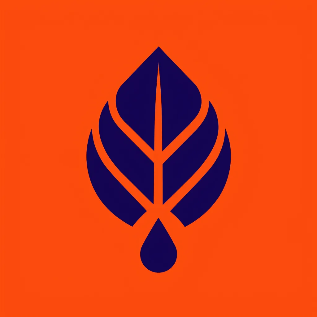 Leaf with a water drop on orange app icon