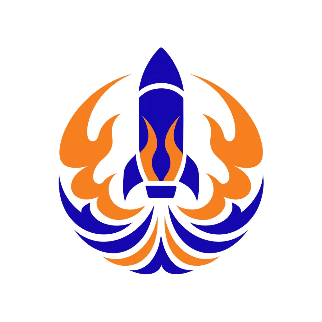 Rocket launching in orange flames app icon